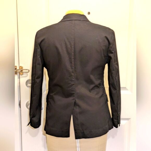 Izzue Size 5 Zipper Detail 100% Cotton Single Button Front Black Blazer - Picture 4 of 7